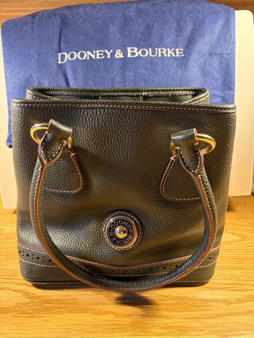 Dooney & Bourke Olive Green Pebbled Leather Tote Bag